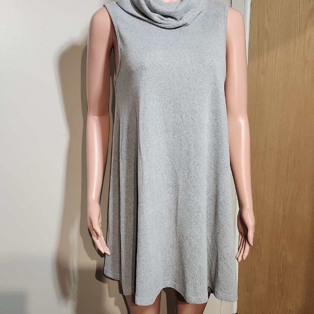 Gray Sleeveless Cowl Neck Dress